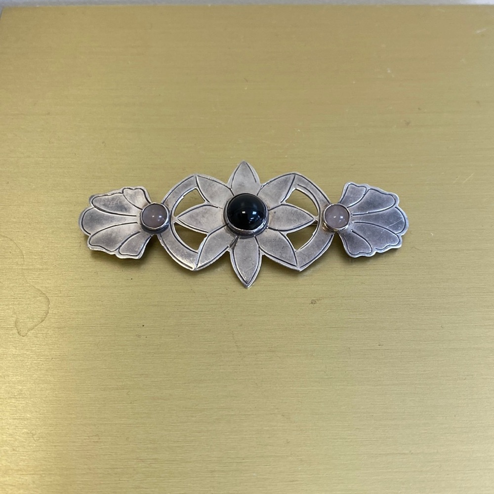 Vintage Sterling Silver Pin/Brooch with Cabochon Stones